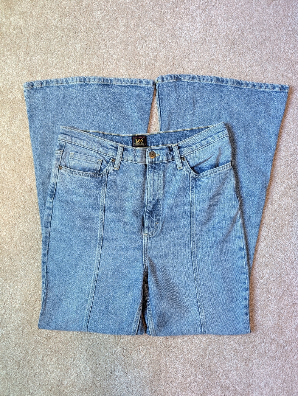 Lee High Rise Seamed Flare Blue Denim Jeans